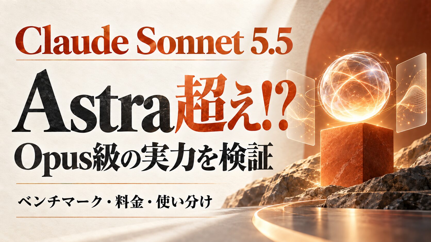 Claude Sonnet 5.5はAstra超え？Opus級の実力をベンチマーク・料金・使い分けから検証