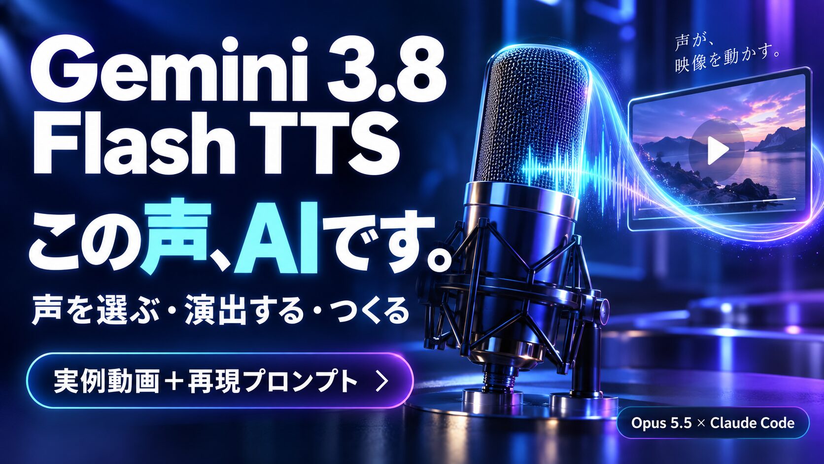 Gemini 3.8 Flash TTS この声、AIです。声を選ぶ・演出する・つくる